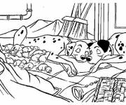 Coloriage La famille des dalmatiens au repos