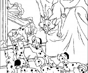 Coloriage Le chat est surpris des 101 dalmatiens