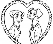 Coloriage Les amoureux Perdita et Pongo