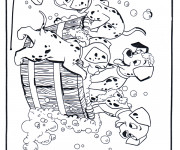 Coloriage Les  dalmatiens se lavent
