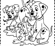 Coloriage Les petits dalmatiens font de la peinture