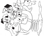 Coloriage Les petits sur un cheval en bois