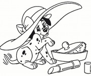 Coloriage Lucky met un chapeau