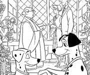 Coloriage Perdita et Pongo dans l'église