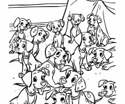 Coloriage Une r&eacute;union des petits  dalmatiens