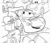 Coloriage et dessins gratuit Cars Flash Mcqueen devant les caméras à imprimer