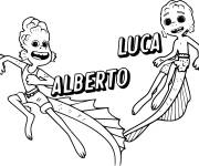 Coloriage Alberto et Luca en cr&eacute;ature marines