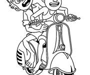 Coloriage Alberto et Luca Paguro sur Scooter en couleurs