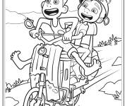 Coloriage Alberto et Luca sur le vespa
