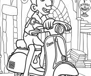 Coloriage Ercole Visconti sur sa Vespa