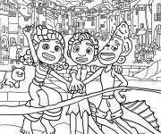 Coloriage Giulia, Alberto et Luca dans la mer devant Portorosso