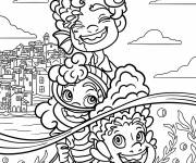 Coloriage Giulia, Alberto et Luca jouent dans la mer