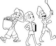 Coloriage Giulia, Luca et Alberto heureux