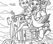 Coloriage Image d'Alberto, Giulia et Luca chevauchant leur Vespa