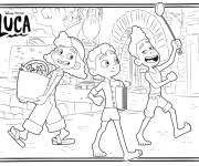 Coloriage La famille de Luca Disney