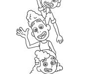 Coloriage Les amis Luca, Alberto et Giulia te saluant