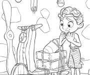 Coloriage Luca a construit son scooter