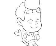 Coloriage Luca aime manger les glaces