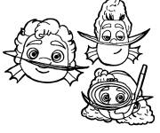 Coloriage Luca, Alberto et Giulia les monstres marins mignons