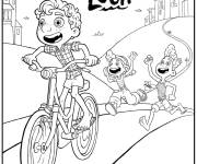 Coloriage Luca apprends &agrave; conduire le v&eacute;lo avec ses amis