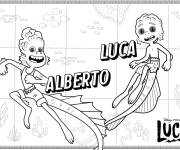 Coloriage Luca et Alberto en forme de poissons