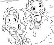 Coloriage Luca et Alberto style monstres de l'eau