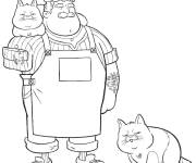 Coloriage Massimo Marcovaldo avec son chat Machiavelli du film de Pixar