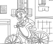 Coloriage Mignon personnage de Luca faisant du v&eacute;lo