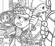 Coloriage Sc&egrave;ne de Giulia se disputant en tenant des poissons