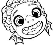 Coloriage T&ecirc;te de monstre marin de Luca en noir et blanc