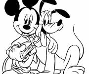 Coloriage Amitié de Mickey et Pluto