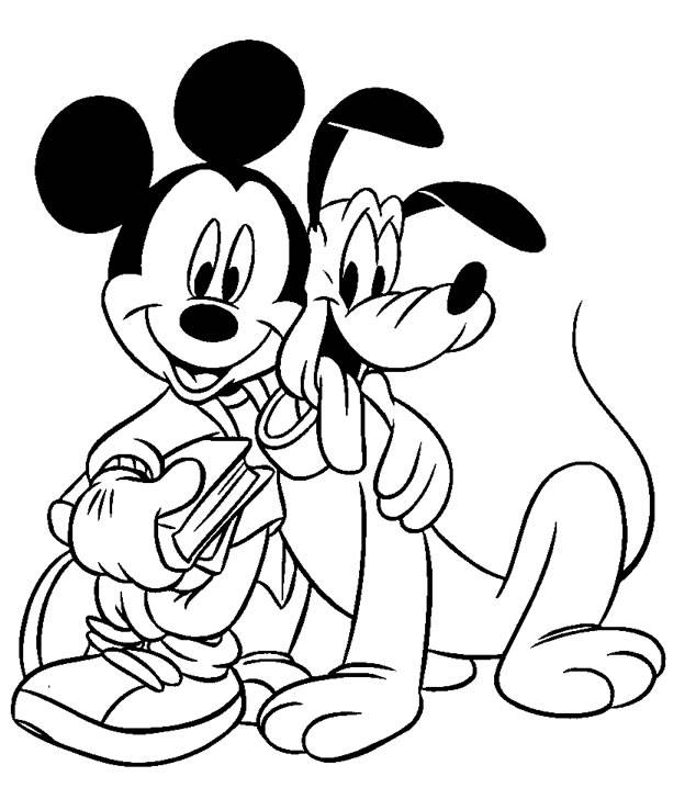 Coloriage et dessins gratuits Amitié de Mickey et Pluto à imprimer