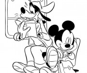 Coloriage et dessins gratuit Dingo fait la lecture à Mickey à imprimer