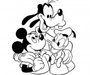 Coloriage et dessins gratuit Disney Mickey, Donald et Dingo à imprimer