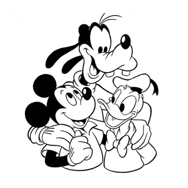 Coloriage et dessins gratuits Disney Mickey, Donald et Dingo à imprimer