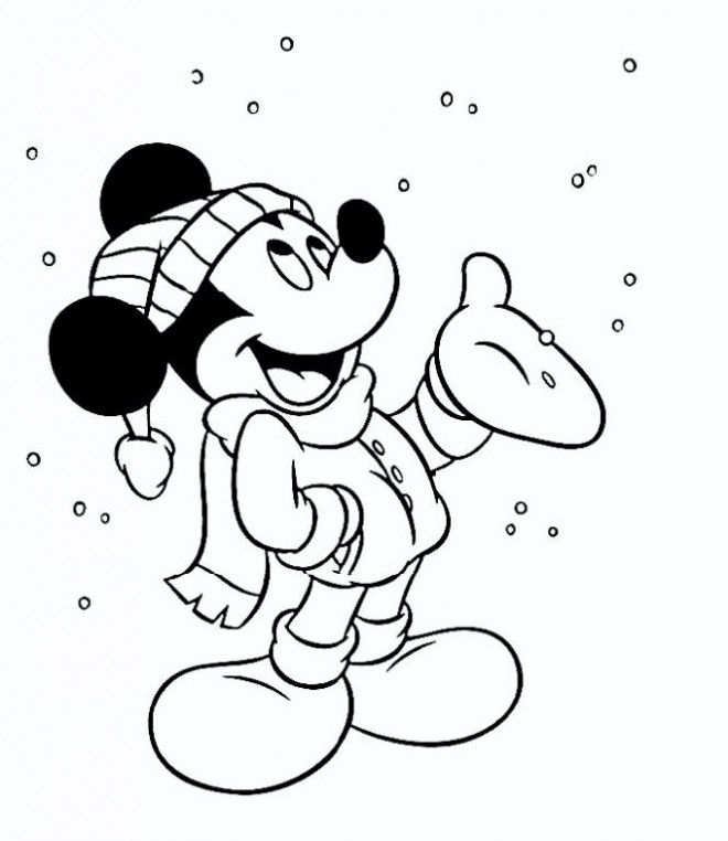 Coloriage et dessins gratuits Mickey aime la neige à imprimer