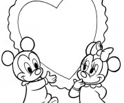 Coloriage Mickey bébé et Minnie bébé