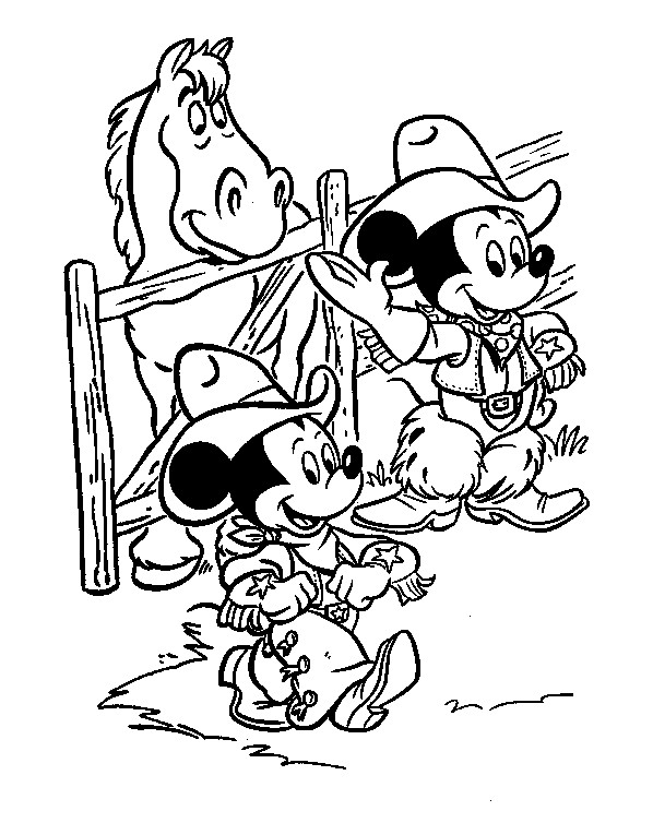 Coloriage et dessins gratuits Mickey dans la ferme à imprimer