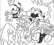 Coloriage Mickey, Dingo et Donald partent en aventure