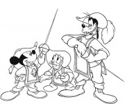 Coloriage Mickey, Donald et Dingo: les trois moustiquaires