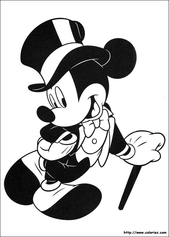 Coloriage et dessins gratuits Mickey en costume noir à imprimer