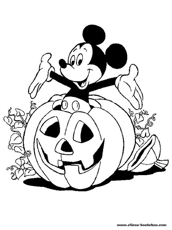 Coloriage et dessins gratuits Mickey en Halloween à imprimer