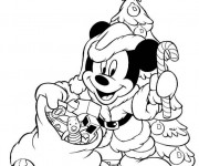 Coloriage Mickey en père Noël