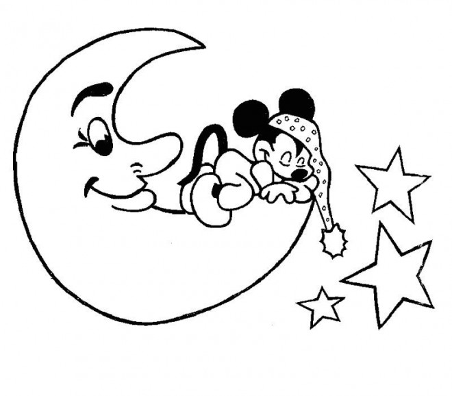 Coloriage et dessins gratuits Mickey endormie à imprimer