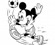 Coloriage Mickey enfant joue du football
