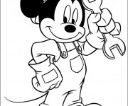Coloriage et dessins gratuit Mickey est un mécanicien à imprimer
