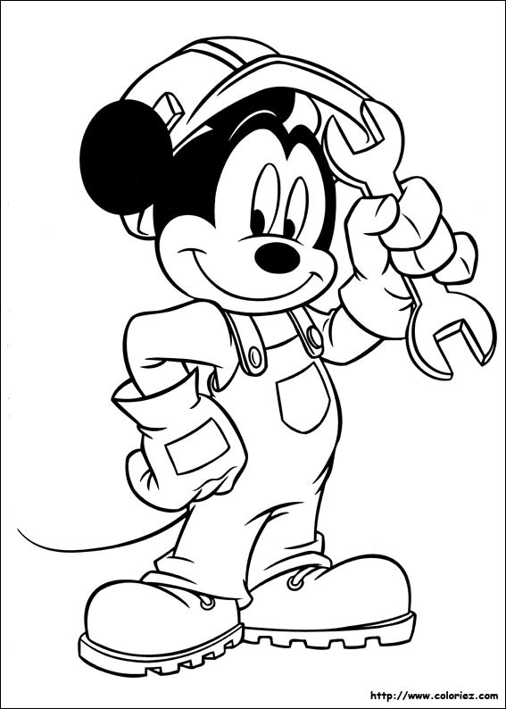 Coloriage et dessins gratuits Mickey est un mécanicien à imprimer