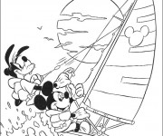 Coloriage Mickey et Dingo naviguent