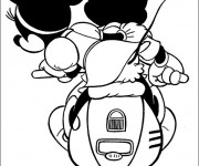 Coloriage Mickey et Minnie conduisent une moto