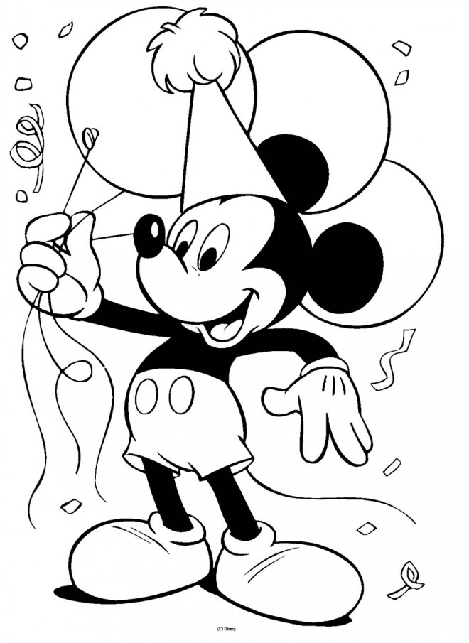 Coloriage et dessins gratuits Mickey fête son anniversaire à imprimer